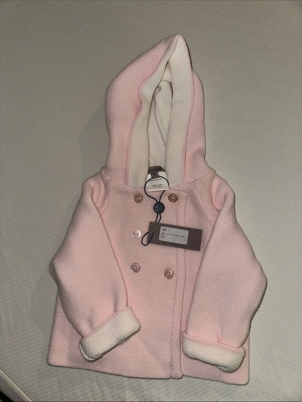 Weekend Sale- New- Baby Hooded Double-Breasted Knit Coat - Pink